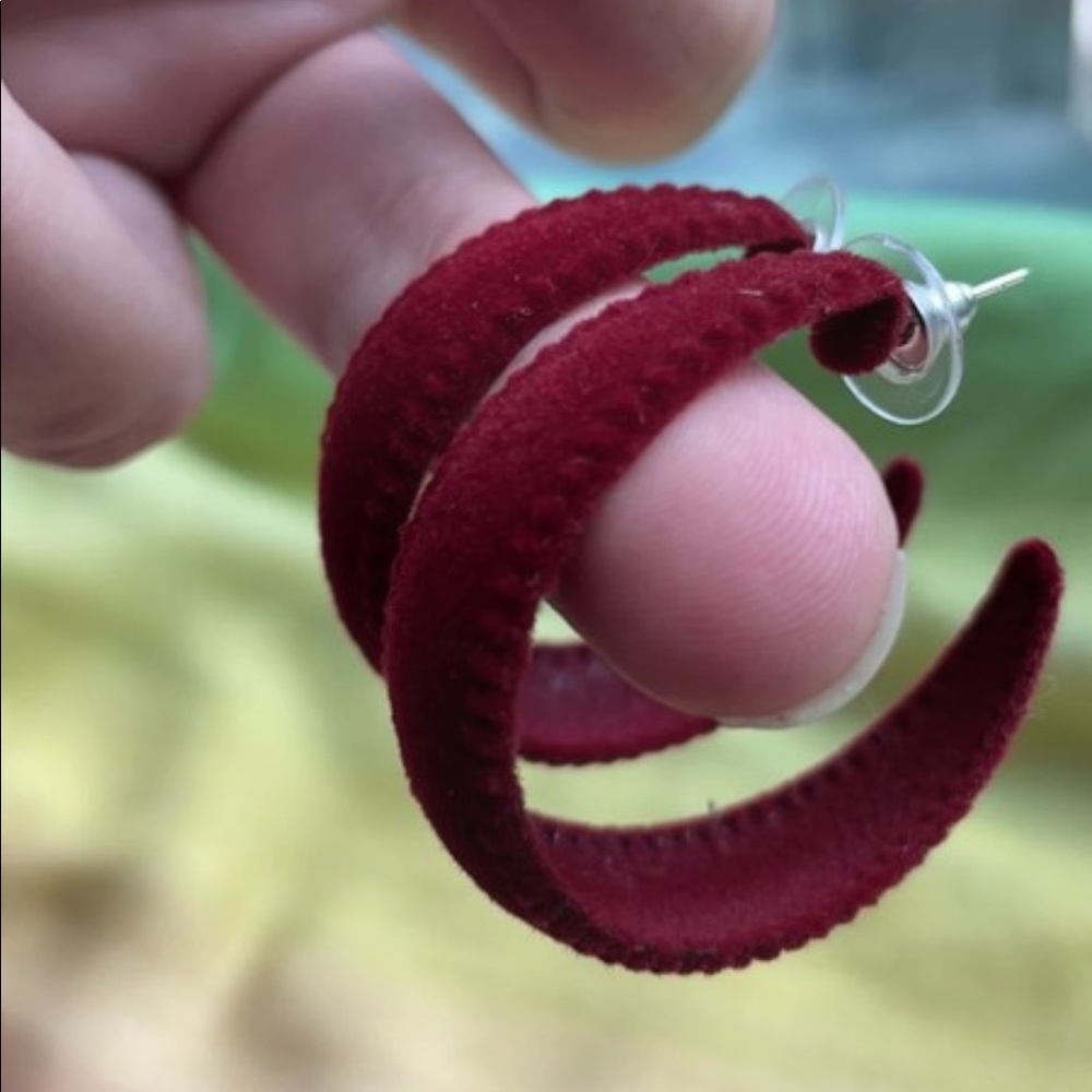 ❤️BOGO (in blue)♥️Velvet Covered Flat Hoop Earrings